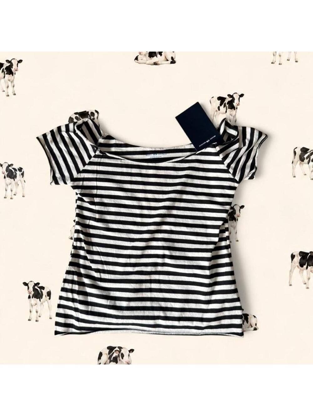 Brandy Melville black and white striped Bonnie top